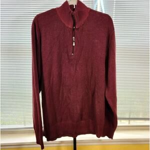 Vintage Structure $69 XXL 1/4 Quarter Zip Mock Neck 100% Cotton Burgundy Sweater